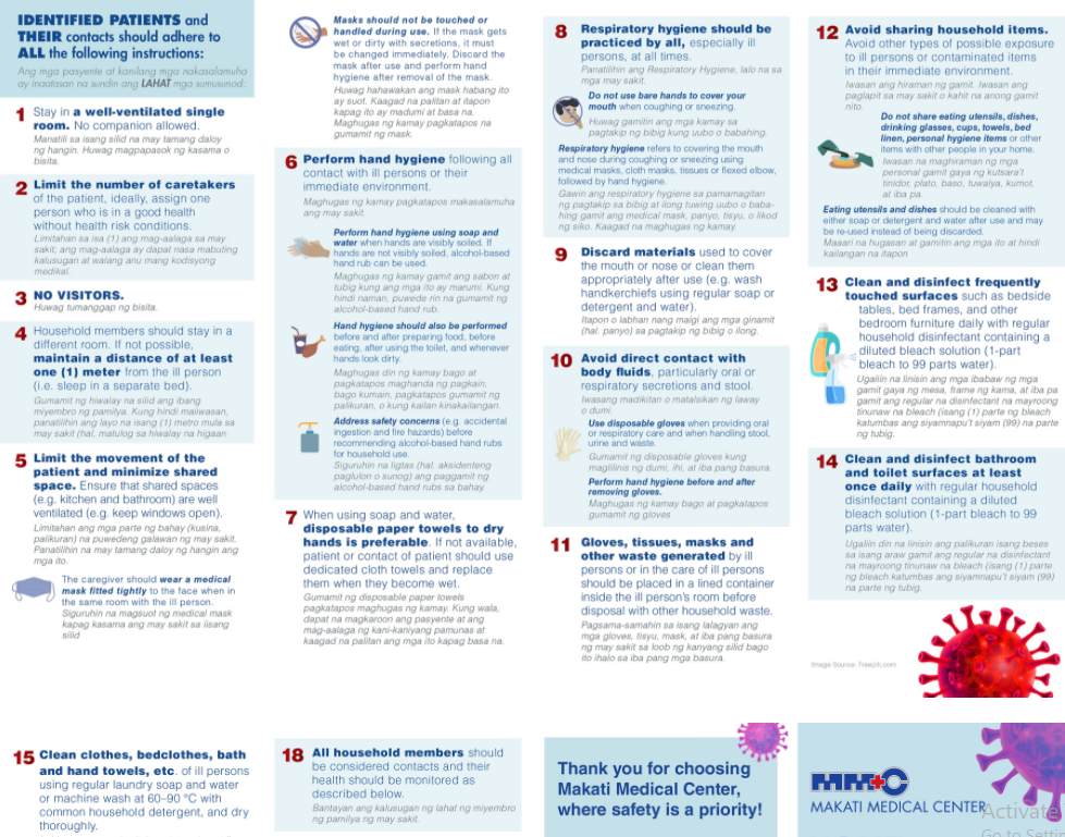Home Quarantine Instructions for CoViD-19 Confirmed Patients & their Contacts